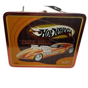 Vtg 1998 Hot Wheels Twin Mill Metal Lunch Box Thermos Set Paperwork Excellent